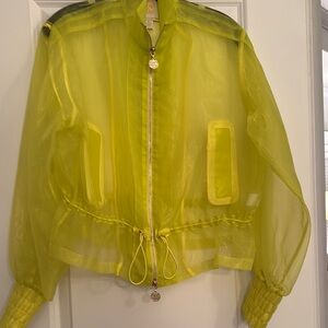 Emily McCarthy Sheer Neon Yellow Bomber Jacket